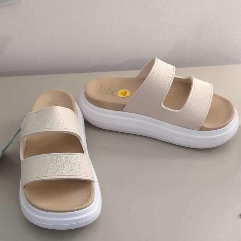 Reef Cream and White Platform Sandals